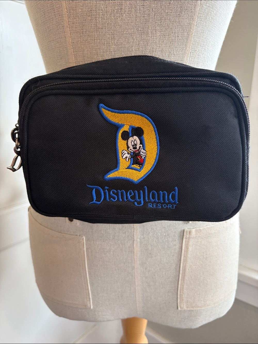 Disneyland Black Crossbody or Belt Bag with Colorful Embroidered D Logo